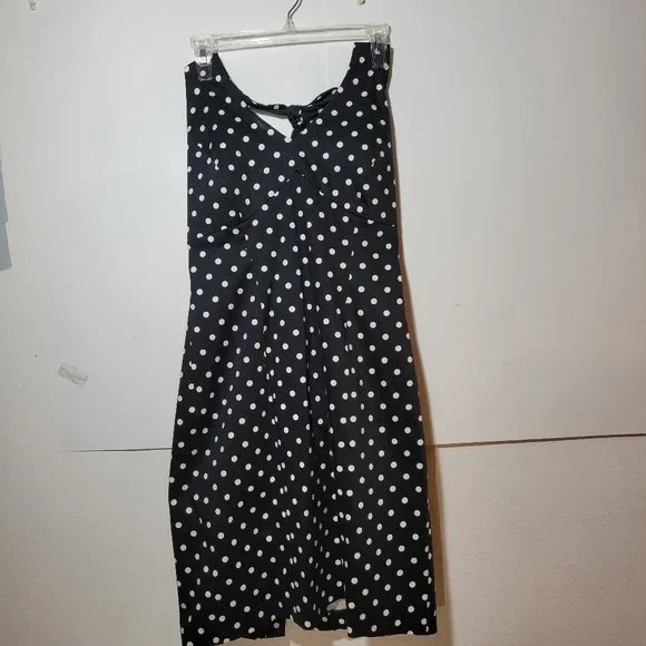 Womens Jones New York Black with white polka dot halter dress size 8 - Picture 2 of 7